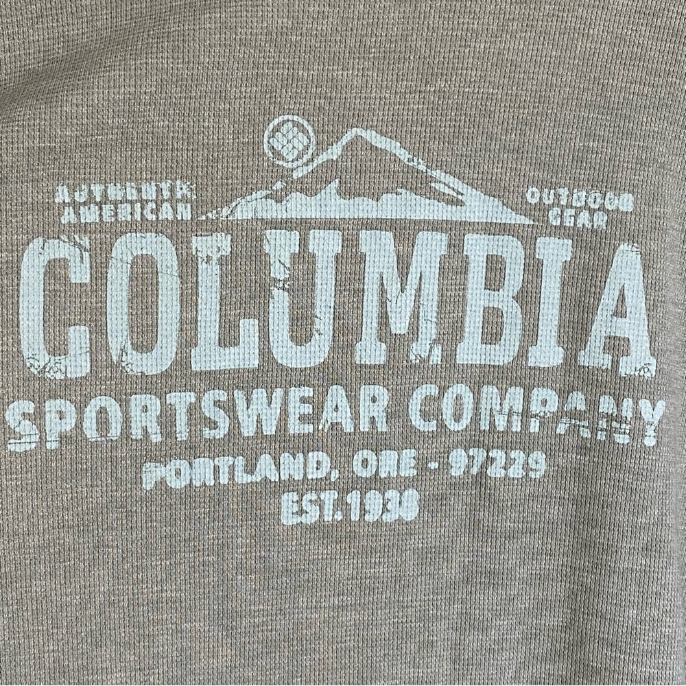 Columbia Thermal Men Waffle Sage Green Long Sleeve Outdoor Hiking Sz 2XL